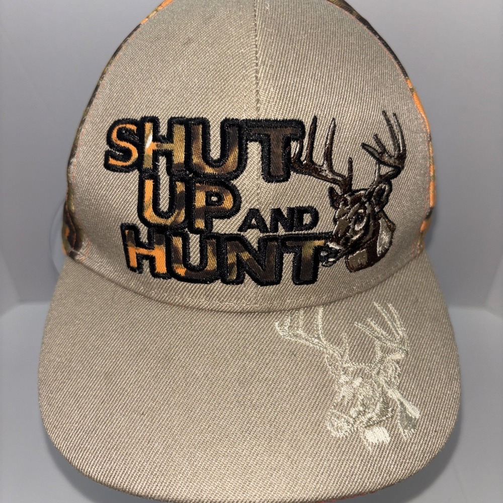 Shut Up And Hunt Orange Camo Adjustable‎ Cap